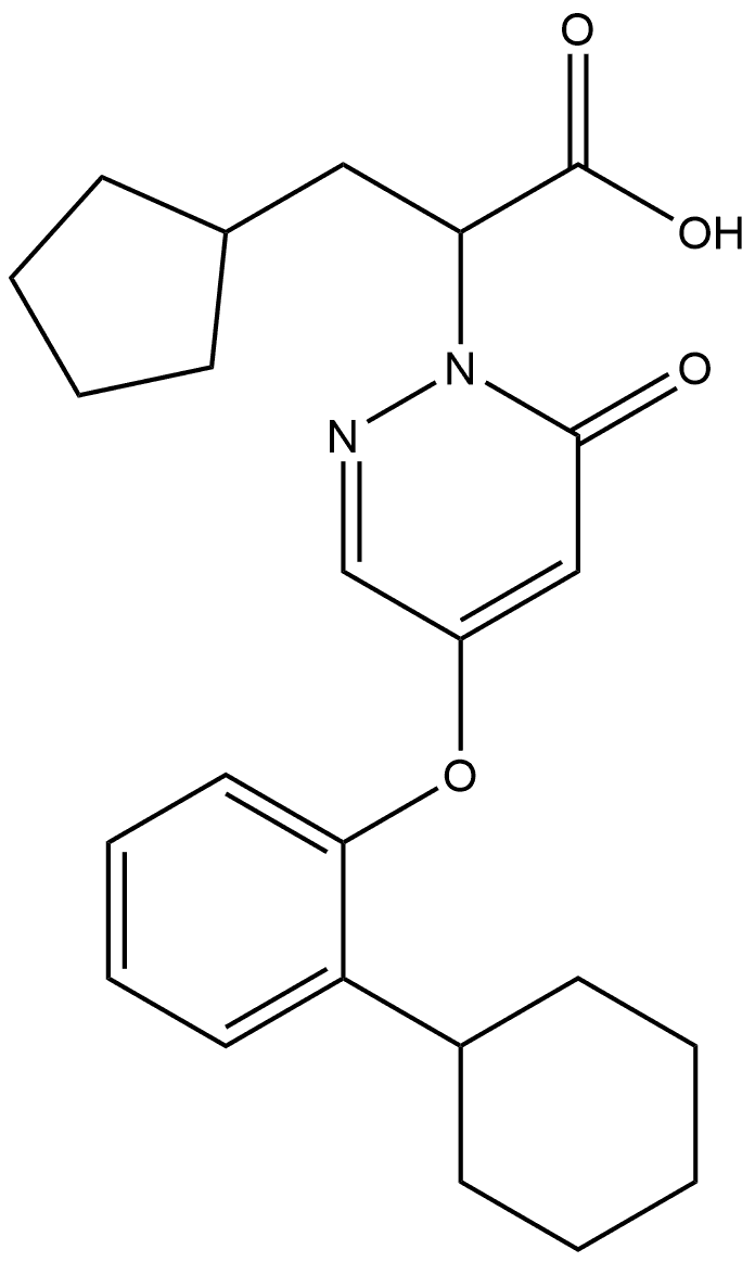 1(6H)-Pyridazineacetic acid, 4-(2-cyclohexylphenoxy)-α-(cyclopentylmethyl)-6-oxo- Struktur
