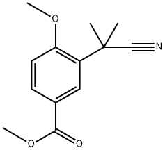 Benzoic acid, 3-(1-cyano-1-methylethyl)-4-methoxy-, methyl ester Struktur