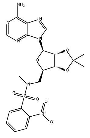 Adenosine, 5'-deoxy-2',3'-O-(1-methylethylidene)-5'-[methyl[(2-nitrophenyl)sulfonyl]amino]- 化学構造式