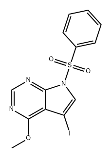 7H-Pyrrolo[2,3-d]pyrimidine, 5-iodo-4-methoxy-7-(phenylsulfonyl)-,1196662-08-4,结构式