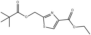 4-Thiazolecarboxylic acid, 2-[(2,2-dimethyl-1-oxopropoxy)methyl]-, ethyl ester Structure