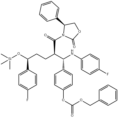 Carbonic acid, 4-[(1S,2R,5S)-5-(4-fluorophenyl)-1-[(4-fluorophenyl)amino]-2-[[(4S)-2-oxo-4-phenyl-3-oxazolidinyl]carbonyl]-5-[(trimethylsilyl)oxy]pentyl]phenyl phenylmethyl ester Structure