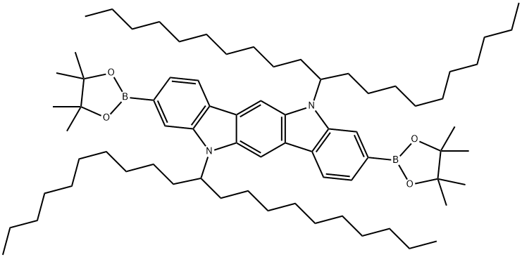 5,11-di(henicosan-11-yl)-3,9-bis(4,4,5,5-tetramethyl-1,3,2-dioxaborolan-2-yl)-5,11-dihydroindolo[3,2-b]carbazole 化学構造式