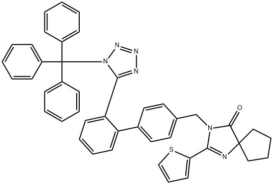 1,3-Diazaspiro[4.4]non-1-en-4-one, 2-(2-thienyl)-3-[[2'-[1-(triphenylmethyl)-1H-tetrazol-5-yl][1,1'-biphenyl]-4-yl]methyl]- Structure