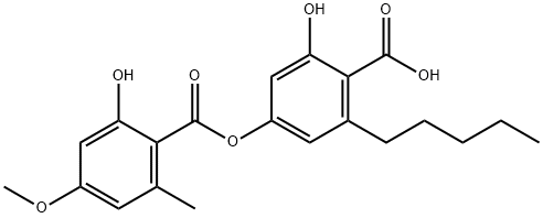 Benzoic acid, 2-hydroxy-4-[(2-hydroxy-4-methoxy-6-methylbenzoyl)oxy]-6-pentyl- Structure