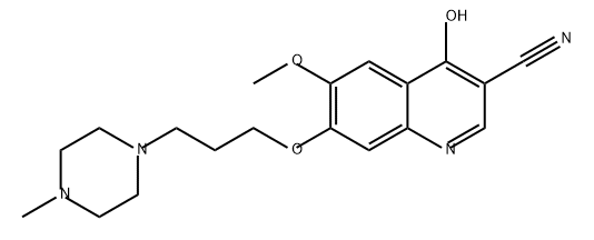 3-Quinolinecarbonitrile, 4-hydroxy-6-methoxy-7-[3-(4-methyl-1-piperazinyl)propoxy]- Struktur