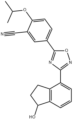 5-[3-(2,3-二氢-1-羟基-1H-茚-4-基)-1,2,4-恶二唑-5-基]-2-(1-甲基乙氧基)苯甲腈-,1201447-05-3,结构式