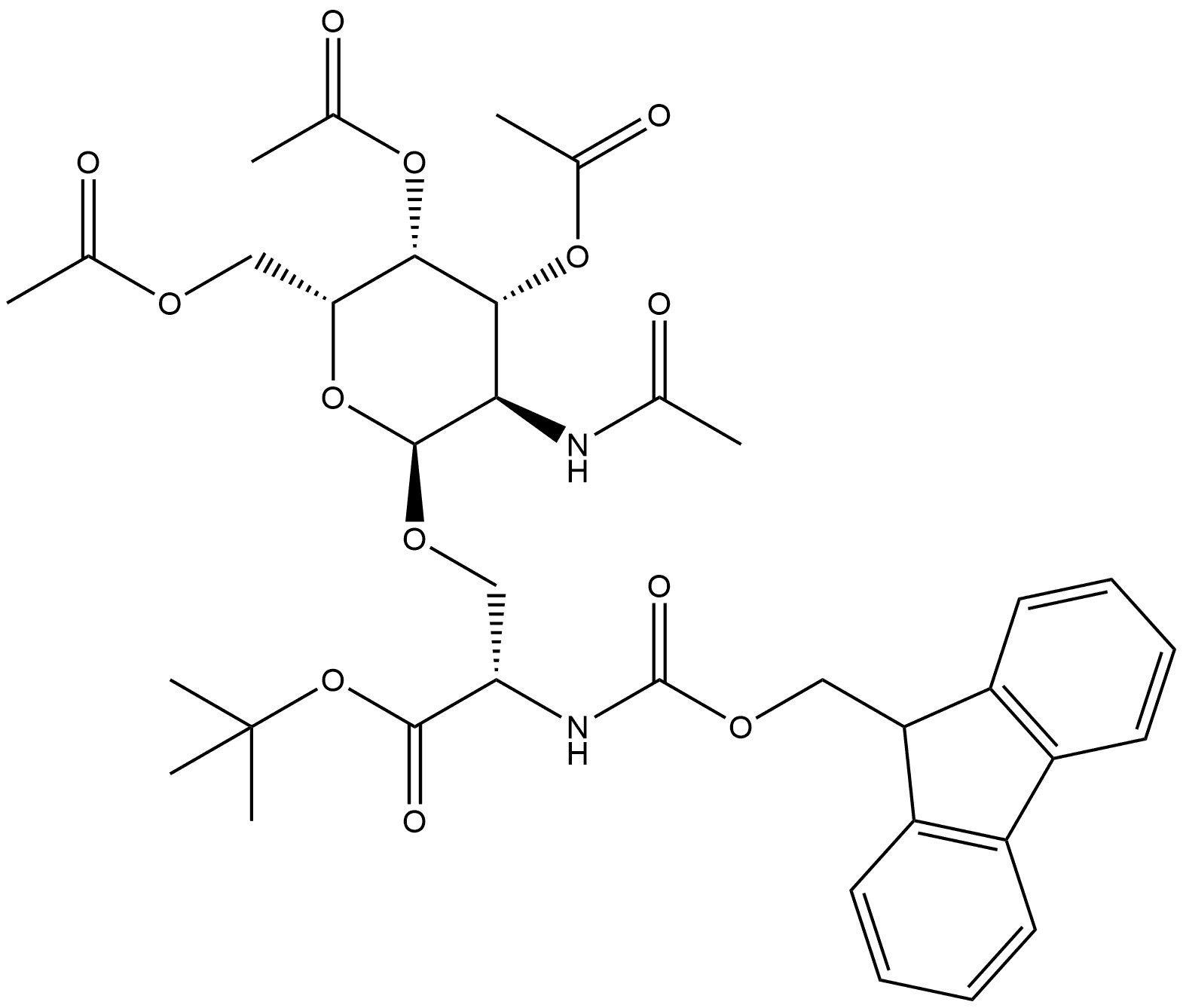 Fmoc-Ser(α-D-Gal- NHAc(Ac)3)-O-t-Bu,120204-22-0,结构式