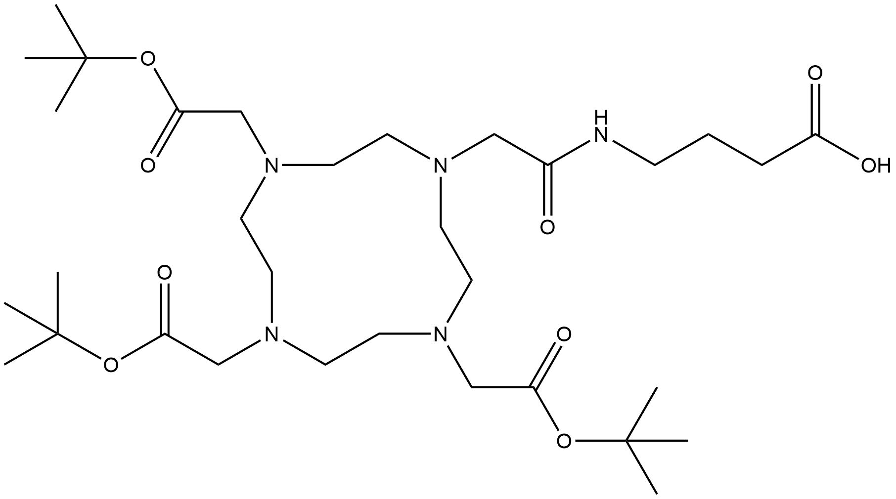 4-(2-(4,7,10-tris(2-(tert-butoxy)-2-oxoethyl)-1,4,7,10-tetraazacyclododecan-1-yl)acetamido)butanoic acid Structure