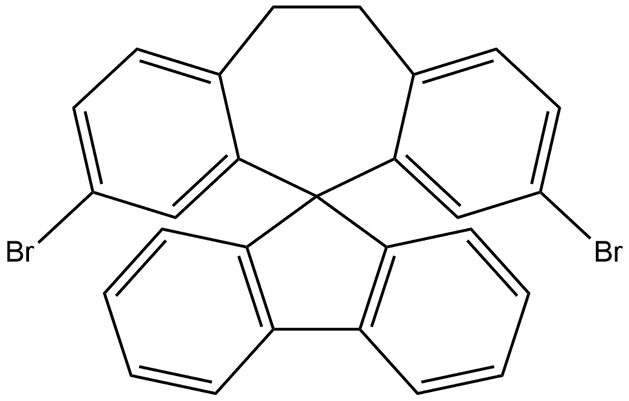 3,7-dibromo-10,11-dihydrospiro[dibenzo[a,d][7]annulene-5,9'-fluorene] 结构式