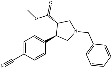 trans-methyl 1-benzyl-4-(4-cyanophenyl)pyrrolidine-3-carboxylate Structure