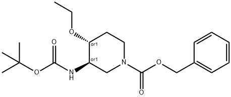 1-Piperidinecarboxylic acid, 3-[[(1,1-dimethylethoxy)carbonyl]amino]-4-ethoxy-, phenylmethyl ester, (3R,4R)-rel- Structure