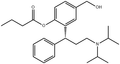 Butanoic acid, 2-[(1R)-3-[bis(1-methylethyl)amino]-1-phenylpropyl]-4-(hydroxymethyl)phenyl ester Struktur
