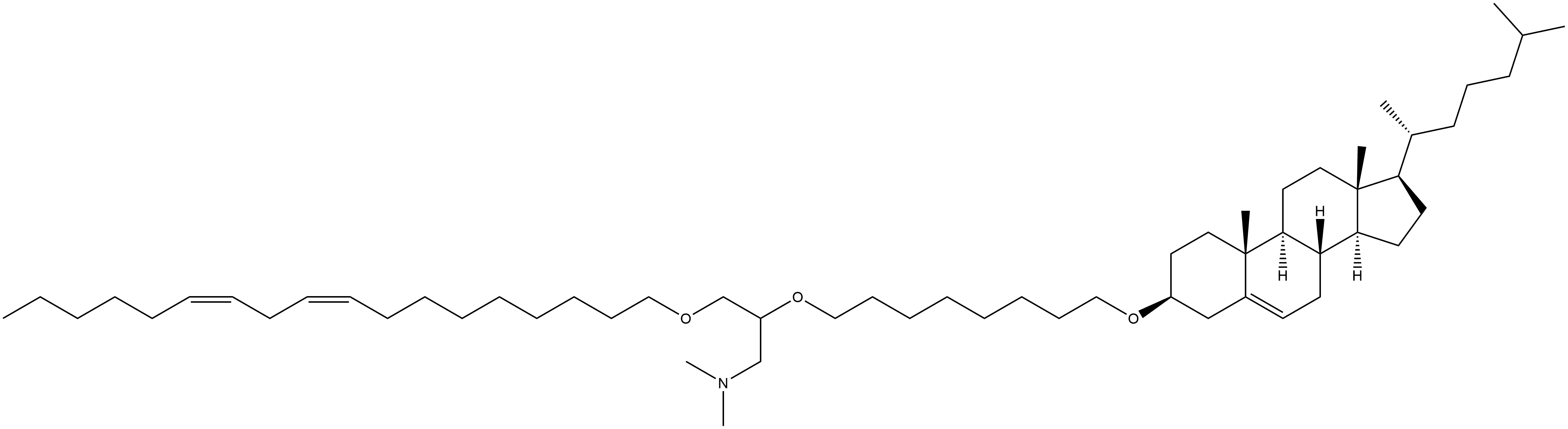 1-Propanamine, 2-[[8-[(3β)-cholest-5-en-3-yloxy]octyl]oxy]-N,N-dimethyl-3-[(9Z,12Z)-9,12-octadecadien-1-yloxy]- Structure