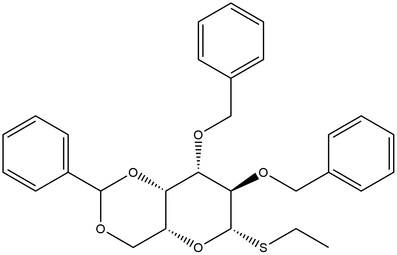2,3-二-O-苄基-4,6-O-亚苄基-1-硫代-Β-D-吡喃半乳糖苷乙酯,1208999-29-4,结构式