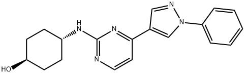 trans-4-((4-(1-Phenyl-1H-pyrazol-4-yl)pyrimidin-2-yl)amino)cyclohexanol 结构式