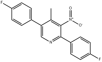 2,5-Bis(4-fluorophenyl)-4-methyl-3-nitropyridine Struktur