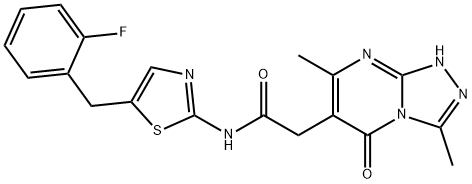 1214561-09-7 1,2,4-Triazolo[4,3-a]pyrimidine-6-acetamide, N-[5-[(2-fluorophenyl)methyl]-2-thiazolyl]-1,5-dihydro-3,7-dimethyl-5-oxo-