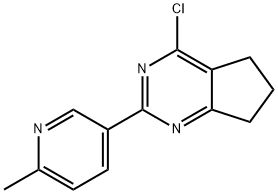 5H-Cyclopentapyrimidine, 4-chloro-6,7-dihydro-2-(6-methyl-3-pyridinyl)- 化学構造式