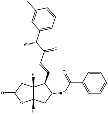 (3AR,4R,5R,6AS)-2-氧代-4-((R,E)-3-氧代-4-(间甲苯基)戊-1-烯-1-基)六氢-2H-环戊[B]呋喃-5-基苯甲酸酯, 1215192-62-3, 结构式
