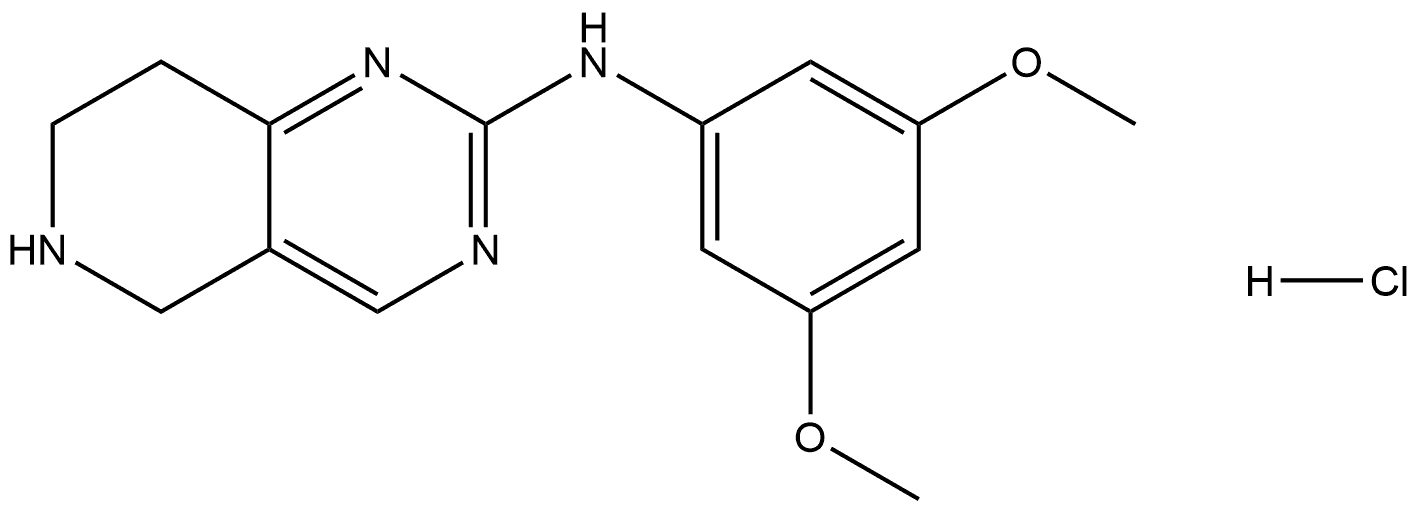 Pyrido[4,3-d]pyrimidin-2-amine, N-(3,5-dimethoxyphenyl)-5,6,7,8-tetrahydro-, hydrochloride (1:1) Struktur