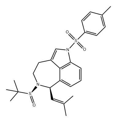 1H-Pyrrolo[4,3,2-ef][2]benzazepine, 5-[(S)-(1,1-dimethylethyl)sulfinyl]-3,4,5,6-tetrahydro-1-[(4-methylphenyl)sulfonyl]-6-(2-methyl-1-propen-1-yl)-, (6R)- 结构式