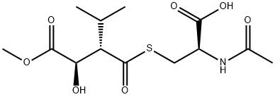 Pentanoic acid, 3-[[[(2R)-2-(acetylamino)-2-carboxyethyl]thio]carbonyl]-2-hydroxy-4-methyl-, 1-methyl ester, (2R,3S)- Structure