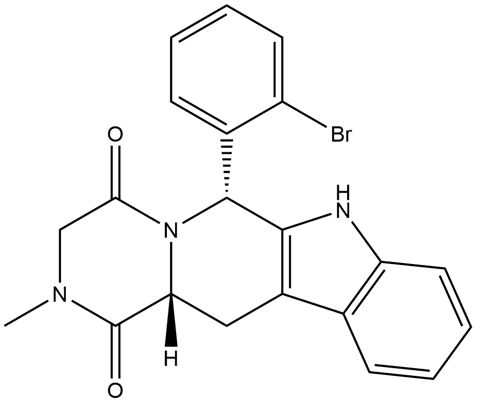 (6R,12aR)-6-(2-Bromophenyl)-2,3,6,7,12,12a-hexahydro-2-methylpyrazino[1′,2′:1,6]pyrido[3,4-b]indole-1,4-dione,1222444-39-4,结构式