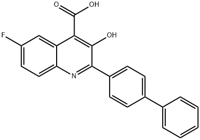 2-([1,1''-Biphenyl]-4-yl)-6-fluoro-3-hydroxyquinoline-4-carboxylic acid 化学構造式