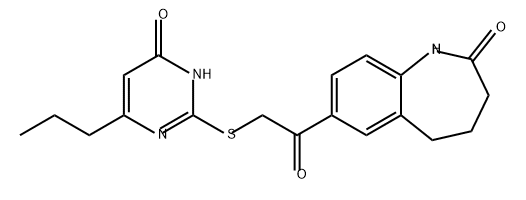 2H-1-Benzazepin-2-one, 7-[2-[(1,6-dihydro-6-oxo-4-propyl-2-pyrimidinyl)thio]acetyl]-1,3,4,5-tetrahydro- Structure