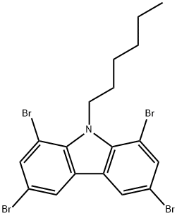 1,3,6,8-四溴-9-己基-9H-咔唑,1225033-99-7,结构式