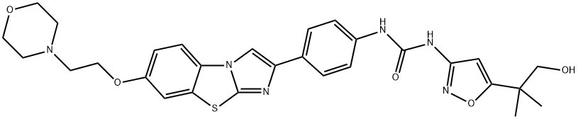 Urea, N-[5-(2-hydroxy-1,1-dimethylethyl)-3-isoxazolyl]-N'-[4-[7-[2-(4-morpholinyl)ethoxy]imidazo[2,1-b]benzothiazol-2-yl]phenyl]- Structure