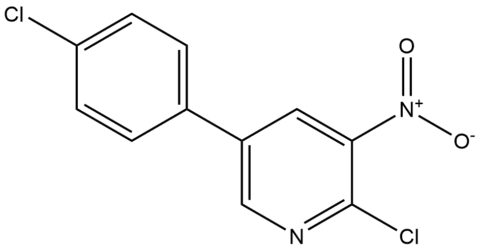 2-chloro-5-(4-chlorophenyl)-3-nitropyridine Struktur