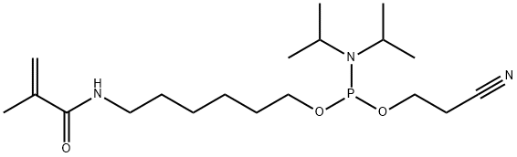 Phosphoramidous acid, N,N-bis(1-methylethyl)-, 2-cyanoethyl 6-[(2-methyl-1-oxo-2-propen-1-yl)amino]hexyl ester Struktur
