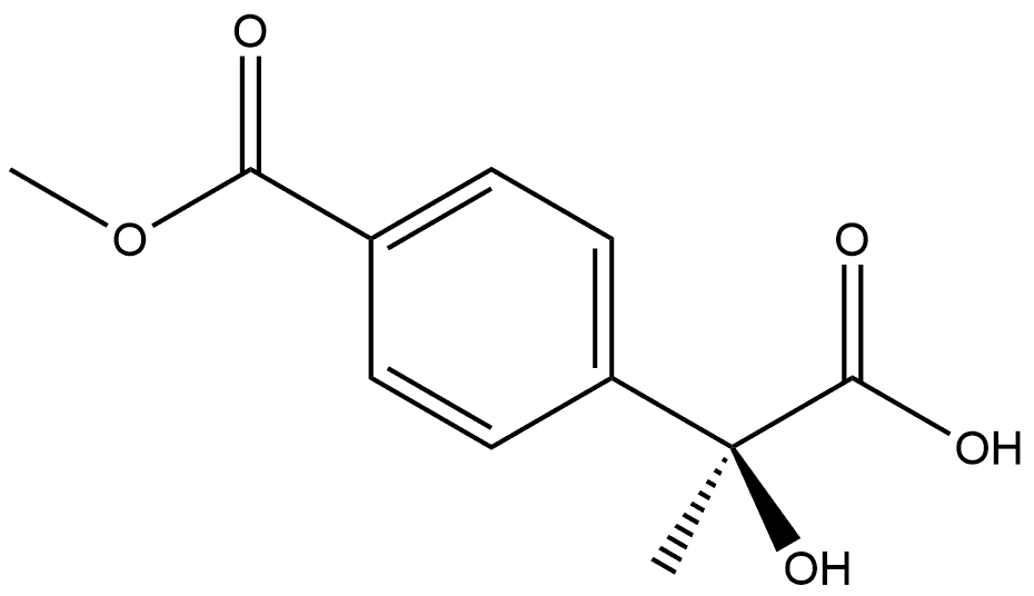 Benzeneacetic acid, alpha-hydroxy-4-(methoxycarbonyl)-alpha-methyl-, (alphaS)-,1227210-78-7,结构式