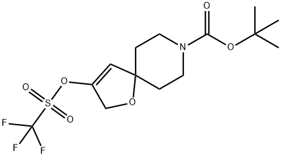 1-Oxa-8-azaspiro[4.5]dec-3-ene-8-carboxylic acid, 3-[[(trifluoromethyl)sulfonyl]oxy]-, 1,1-dimethylethyl ester Struktur