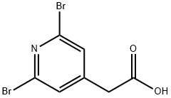 2-(2,6-二溴吡啶-4-基)乙酸, 1227592-97-3, 结构式