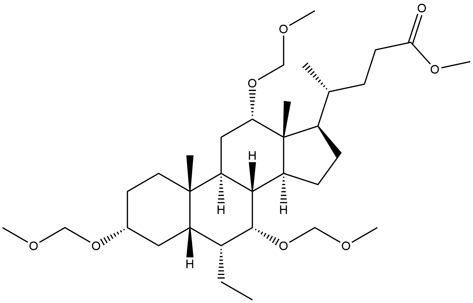 Cholan-24-oic acid, 6-ethyl-3,7,12-tris(methoxymethoxy)-, methyl ester, (3α,5β,6α,7α,12α)- Struktur