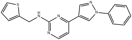 4-(1-Phenyl-1H-pyrazol-4-yl)-N-(thiophen-2-ylmethyl)pyrimidin-2-amine Struktur