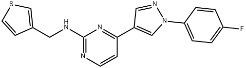 4-(1-(4-Fluorophenyl)-1H-pyrazol-4-yl)-N-(thiophen-3-ylmethyl)pyrimidin-2-amine Structure