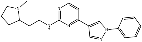 N-(2-(1-Methylpyrrolidin-2-yl)ethyl)-4-(1-phenyl-1H-pyrazol-4-yl)pyrimidin-2-amine,1227716-33-7,结构式