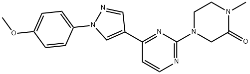 4-(4-(1-(4-Methoxyphenyl)-1H-pyrazol-4-yl)pyrimidin-2-yl)-1-methylpiperazin-2-one Struktur