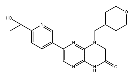 Pyrazino[2,3-b]pyrazin-2(1H)-one, 3,4-dihydro-6-[6-(1-hydroxy-1-methylethyl)-3-pyridinyl]-4-[(tetrahydro-2H-pyran-4-yl)methyl]- Structure