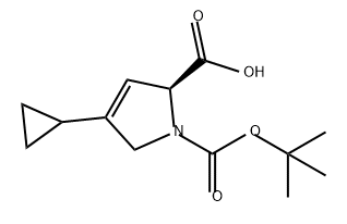 (S)-1-(叔丁氧基羰基)-4-环丙基-2,5-二氢-1H-吡咯-2-羧酸, 1228215-20-0, 结构式