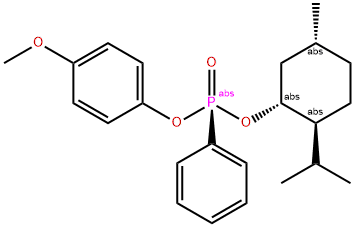(RP)-(-)-薄荷基-4-甲氧基苯基苯基膦酸酯 结构式