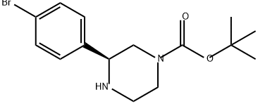 1-Piperazinecarboxylic acid, 3-(4-bromophenyl)-, 1,1-dimethylethyl ester, (3S)- 化学構造式