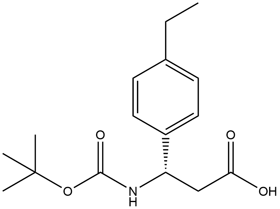 (S)-3-((叔丁氧羰基)氨基)-3-(4-乙基苯基)丙酸,1228553-53-4,结构式