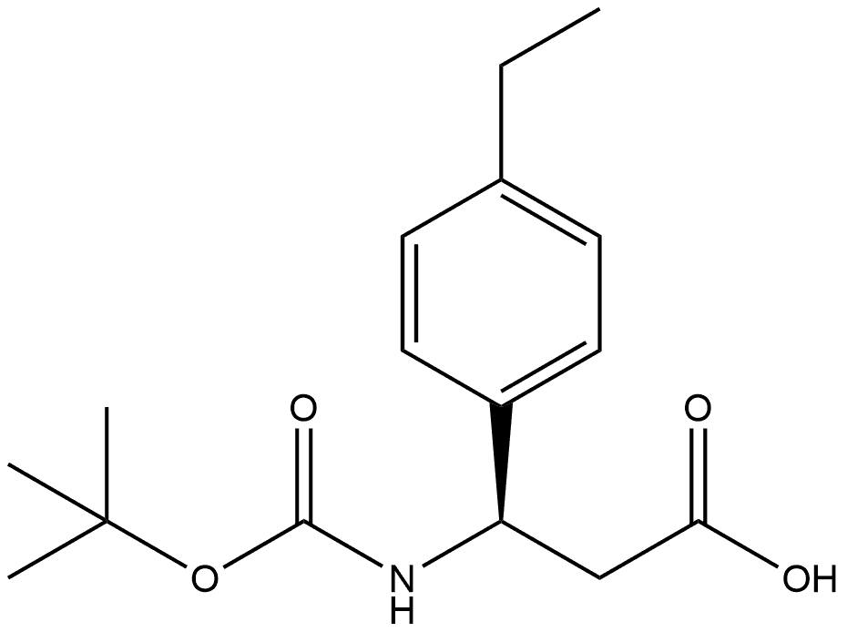 (R)-3-((叔丁氧羰基)氨基)-3-(4-乙基苯基)丙酸, 1228568-66-8, 结构式