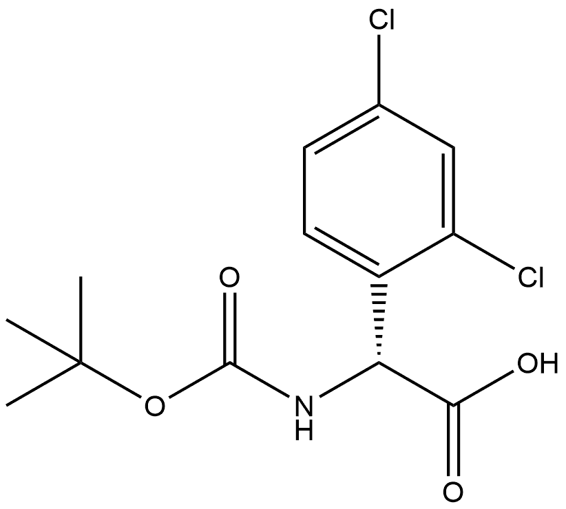 Benzeneacetic acid, 2,4-dichloro-α-[[(1,1-dimethylethoxy)carbonyl]amino]-, (αR)- 化学構造式