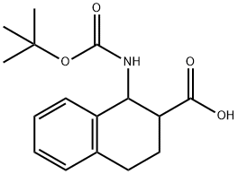 1-tert-Butoxycarbonylamino-1,2,3,4-tetrahydro-naphthalene-2-carboxylic acid 化学構造式